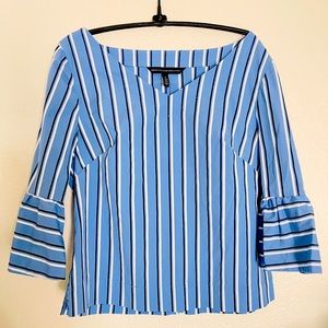 White House Black Market Emma Blue Striped Blouse